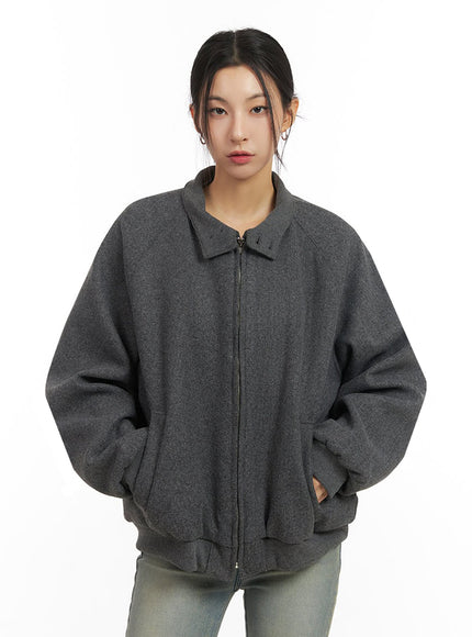 trendy-oversized-zip-up-jacket-ij503 / Dark gray