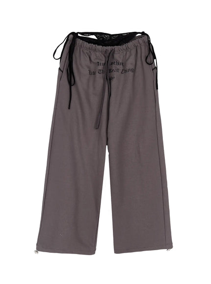 trendy-lace-up-wide-leg-sweatpants-iu509 / Dark gray