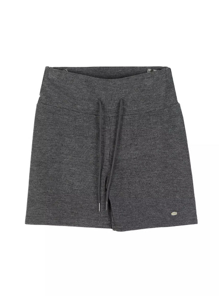 ribbed-high-waist-biker-shorts-iu522 / Dark gray
