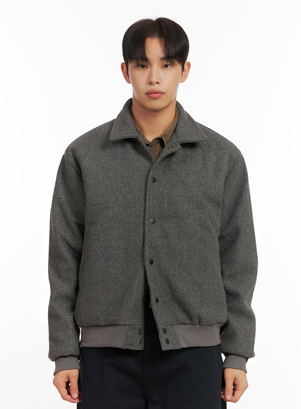 mens-solid-collar-wool-jumper-id413 / Dark gray