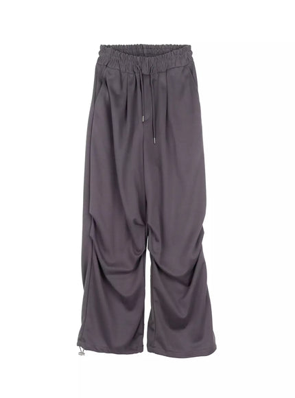 pintuck-wide-leg-sweatpants-is508 / Dark gray