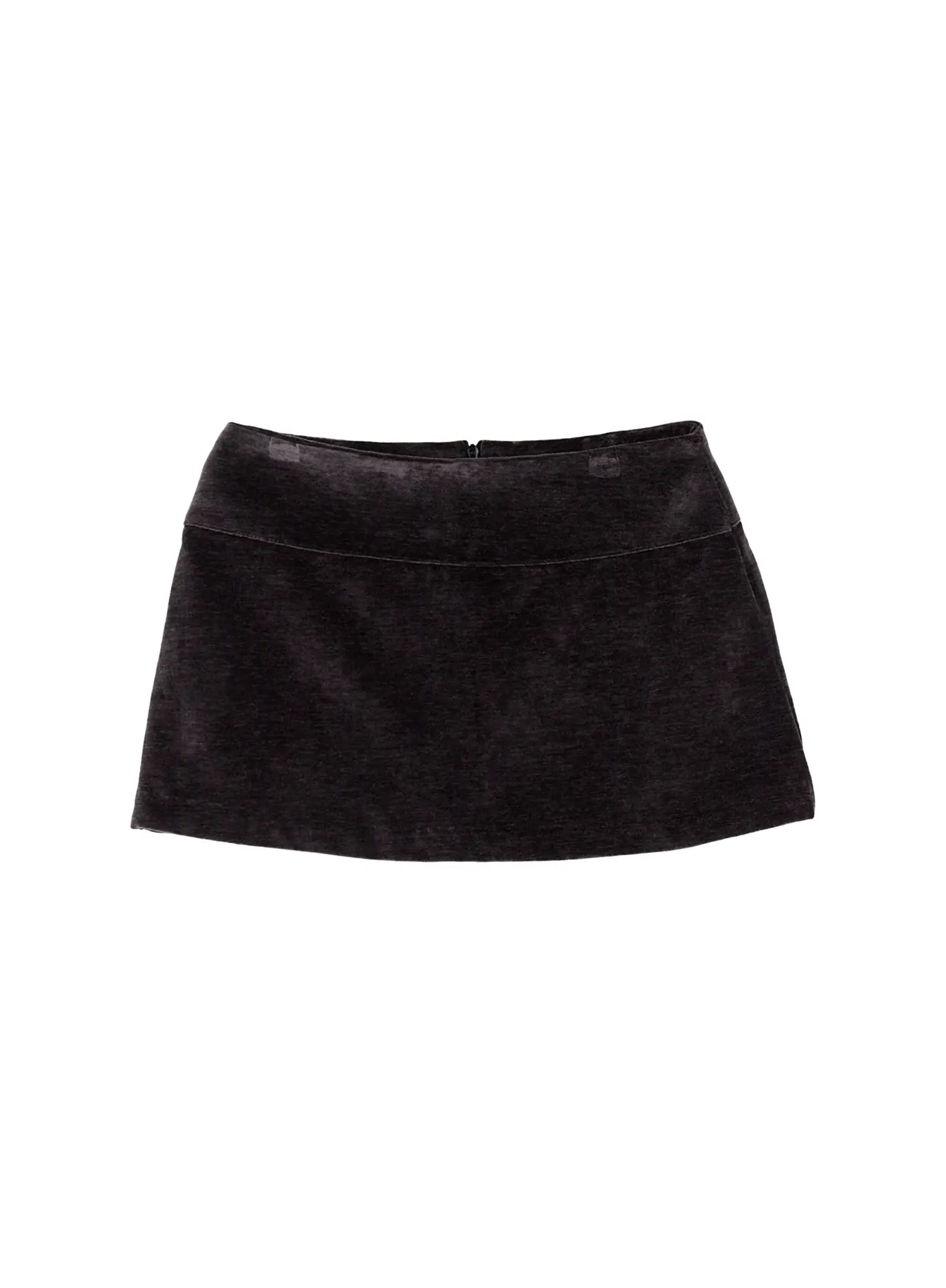 velvet-low-rise-mini-skirt-ij502 / Dark gray