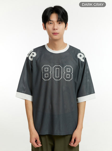 mens-mesh-camo-raglan-t-shirt-il412 / Dark gray
