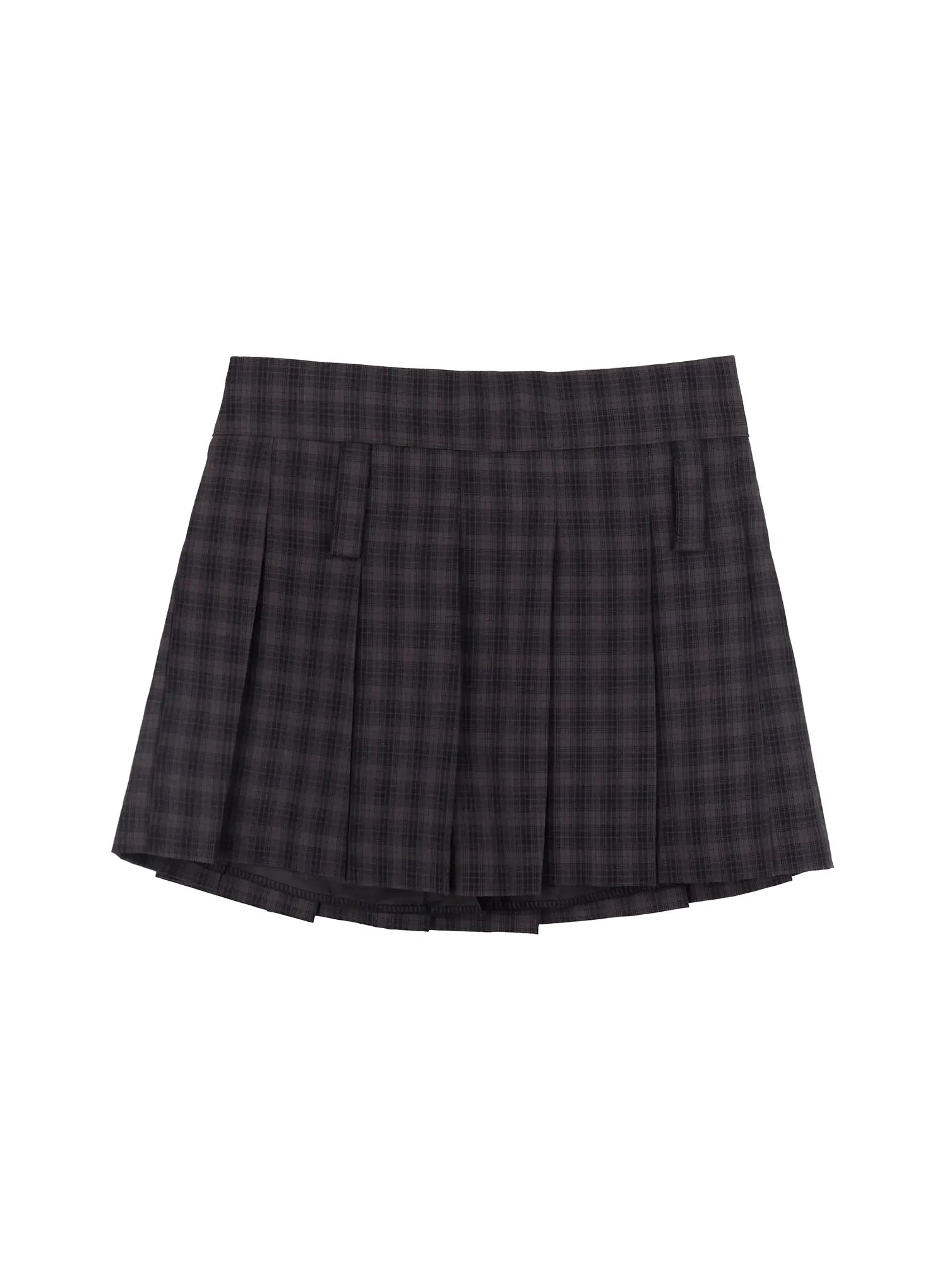 checkered-pleated-skirt-im530 / Dark gray