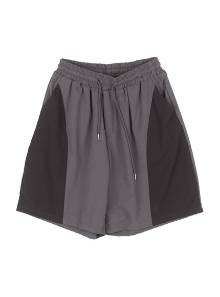 mens-two-tone-wide-leg-shorts-iy520 / Dark gray
