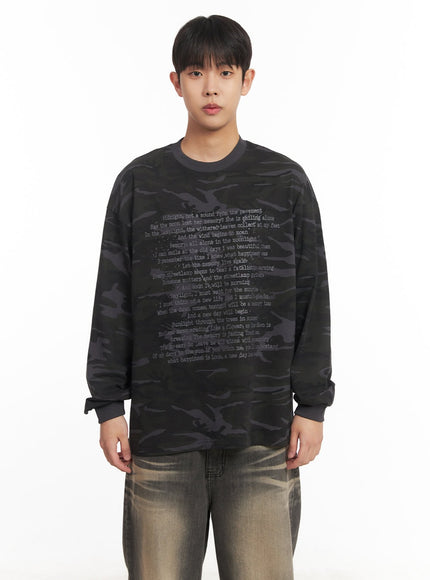 mens-graphic-camo-long-sleeve-top-im514 / Dark gray