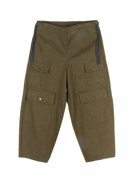 wide-leg-cargo-pants-ij528 / Dark green