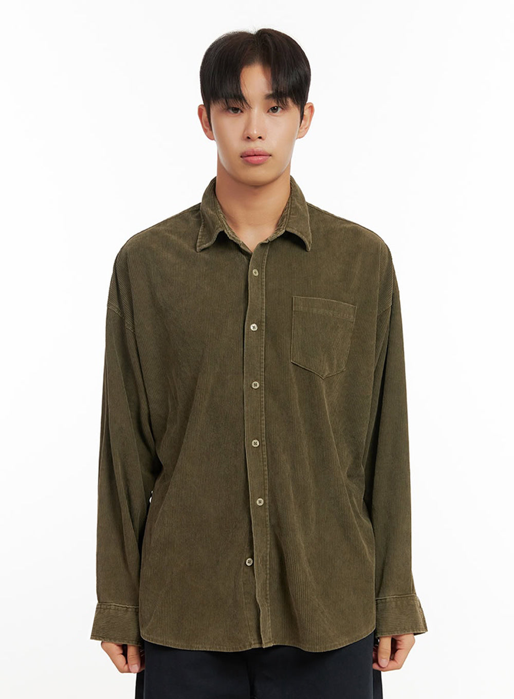 mens-cozy-corduroy-collar-shirt-id413 / Dark green