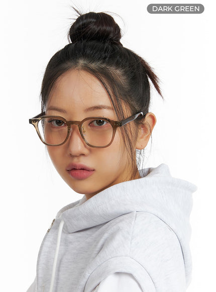 colored-square-glasses-if421 / Dark green