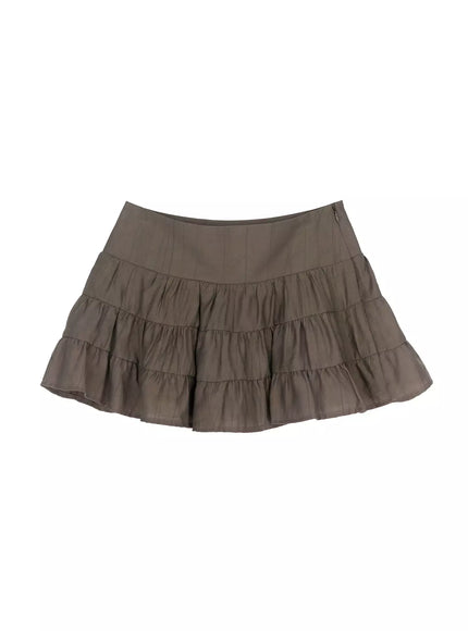 boho-chic-ruffle-layered-skirt-im530 / Dark green
