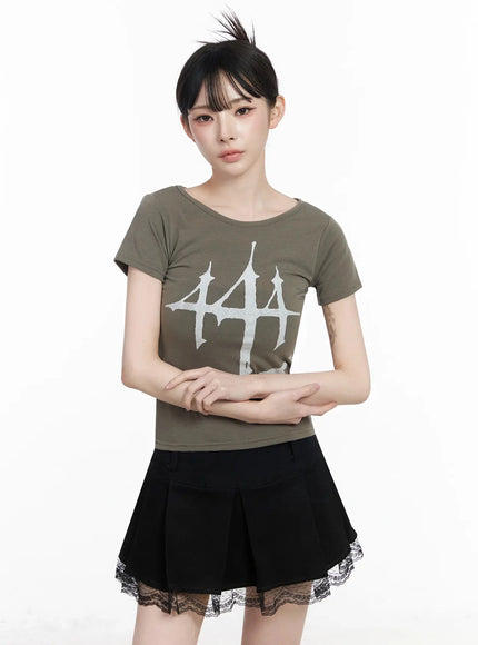 graphic-numbered-tee-iu512 / Dark green