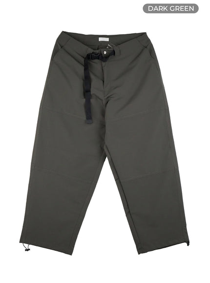 mens-belted-wide-leg-trousers-ig409 / Dark green