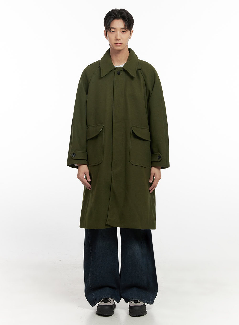 mens-collared-long-coat-id406 / Dark green