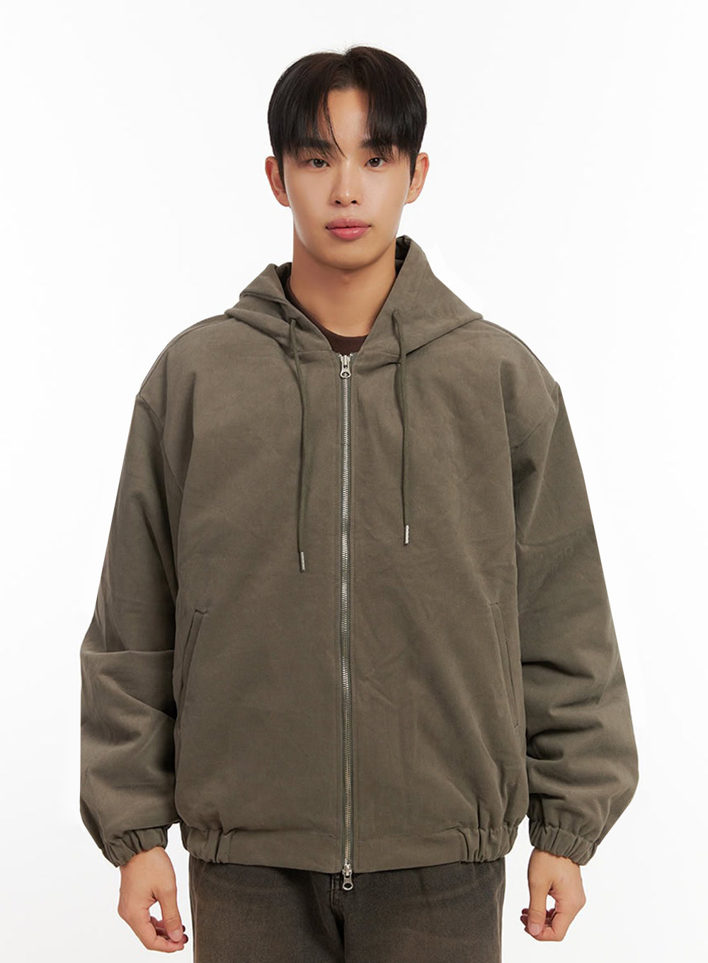 mens-cotton-hooded-zip-up-jumper-id413 / Dark green