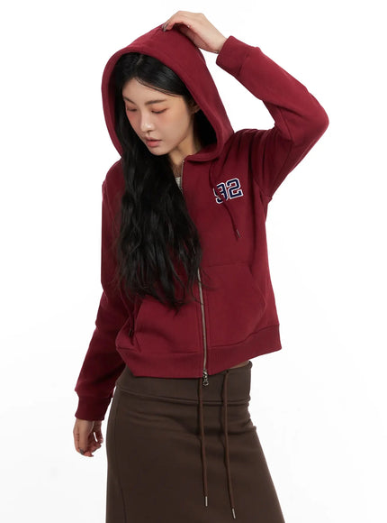 graphic-fleece-zip-up-hoodie-in528 / Dark red