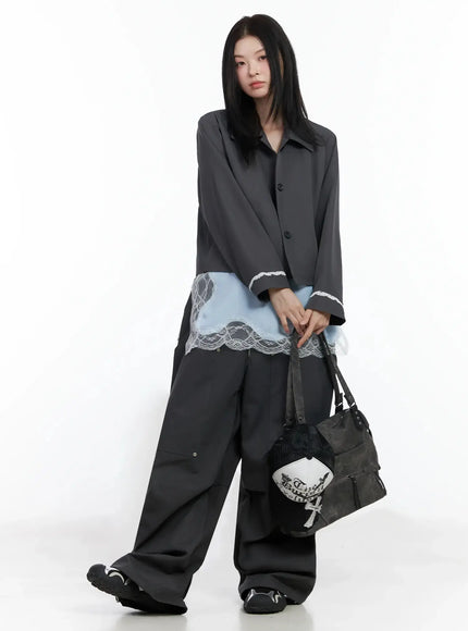 vintage-laced-cropped-jacket-im509 / Dark gray