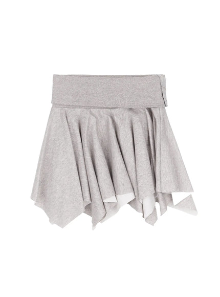 asymmetric-foldover-waist-mini-skirt-iy511 / Gray