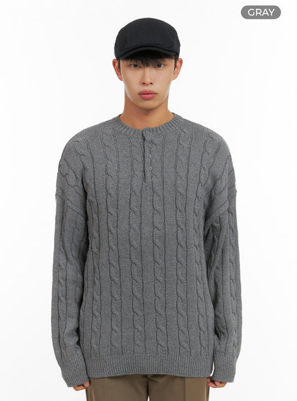 mens-classic-oversized-cable-knit-is420 / Gray