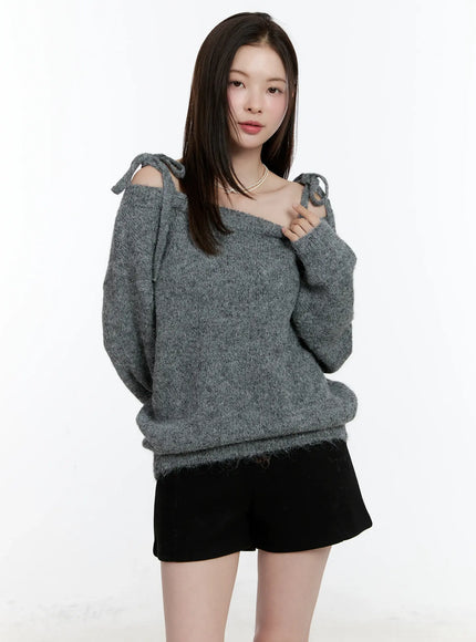 double-strap-off-shoulder-knit-top-id510 / Gray