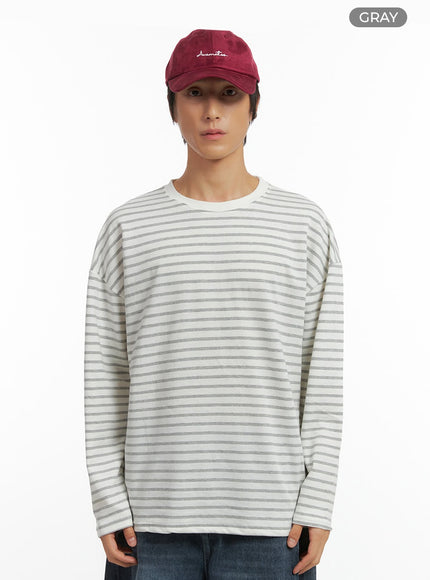 mens-essential-striped-shirt-io417 / Gray