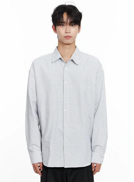 mens-classic-striped-oxford-shirt-io516 / Gray