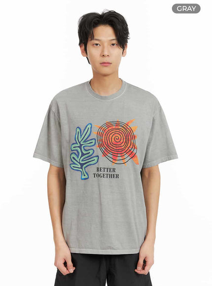 mens-graphic-cotton-t-shirt-ia402 / Gray