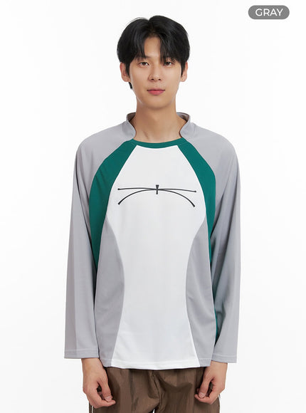 mens-nylon-raglan-graphic-long-sleeve-il403 / Gray