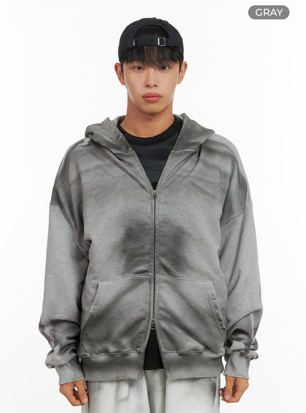 mens-chic-washed-zip-hoodie-is419 / Gray