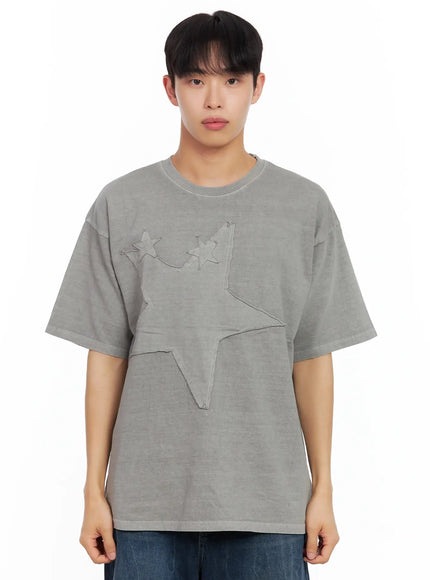 mens-star-patch-t-shirt-il516 / Gray