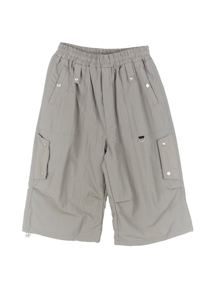 mens-nylon-pocketed-wide-fit-shorts-ia510 / Gray