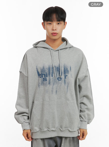 mens-graphic-cotton-hooded-sweatshirt-is419 / Gray