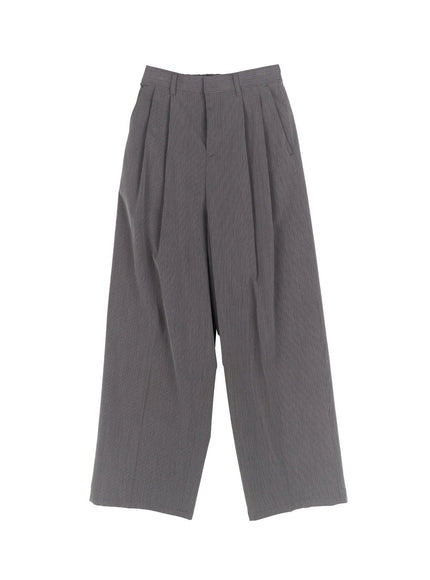mens-striped-pintuck-tailored-pants-ia510 / Gray