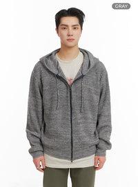 mens-textured-knit-hoodie-jacket-ia401 / Gray