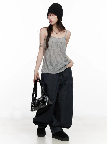 floral-lace-camisole-in503 / Gray