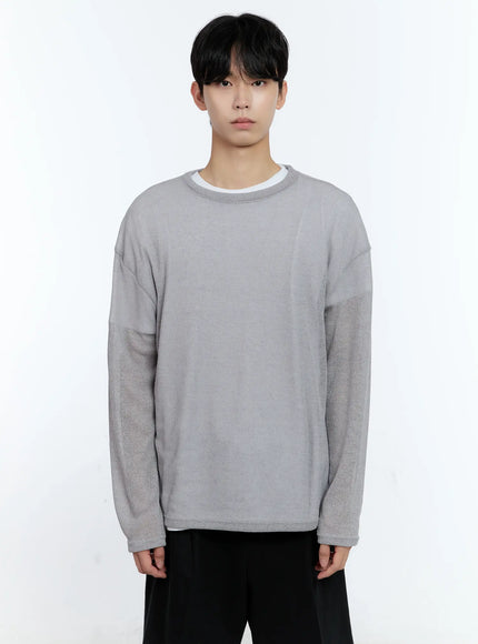 mens-mesh-long-sleeve-top-ig501 / Gray