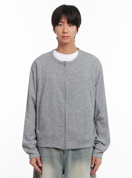 mens-cozy-zip-up-cardigan-ia511 / Gray