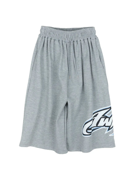 mens-graphic-logo-athletic-shorts-ig508 / Gray