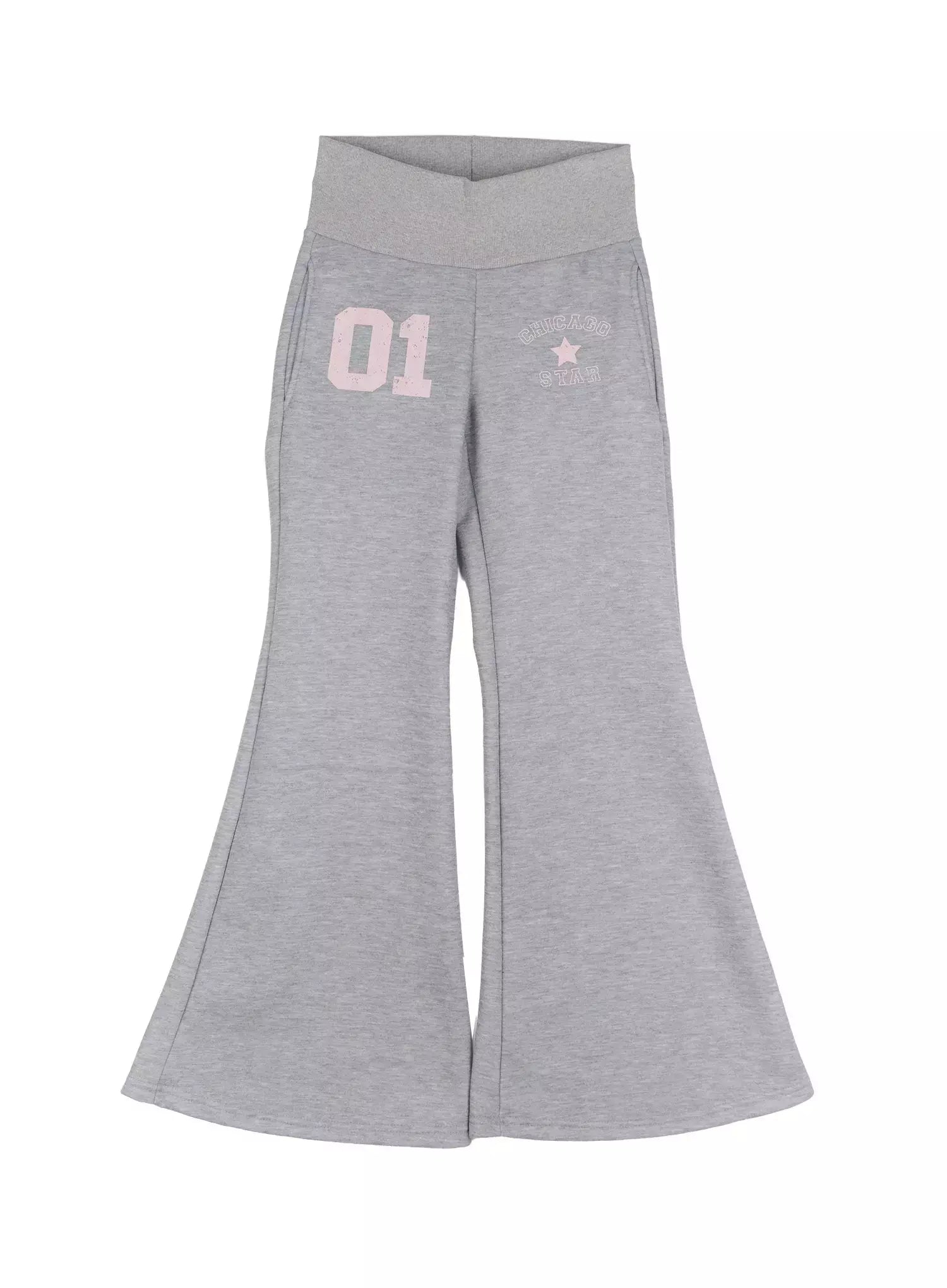 graphic-bootcut-pants-in528 / Gray