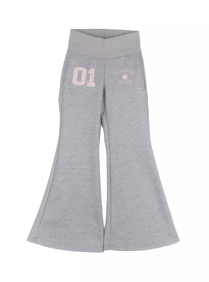 graphic-bootcut-pants-in528 / Gray