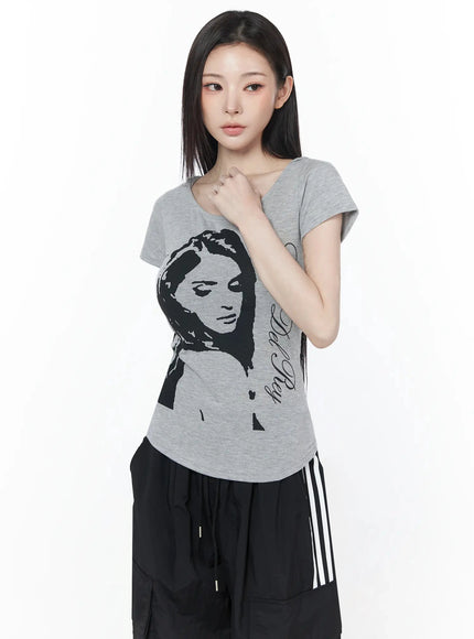 graphic-slim-fit-short-sleeve-hoodie-iu512 / Gray