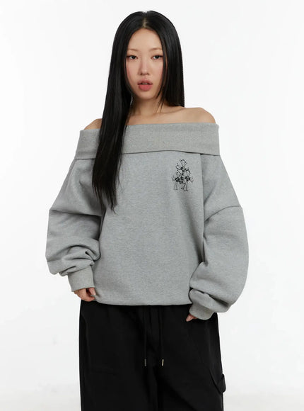 off-shoulder-graphic-sweatshirt-id525 / Gray