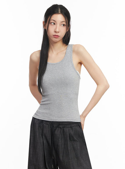 essential-cross-back-tank-top-iy529 / Gray