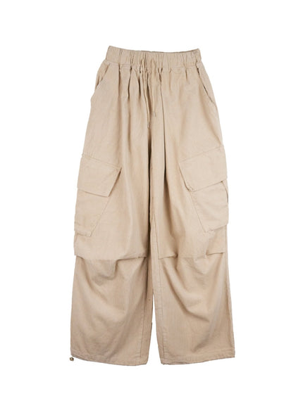 mens-refined-wide-leg-cargo-pants-in401 / Light beige