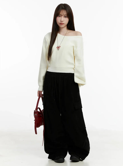 wide-neck-crop-sweater-id525 / Light beige