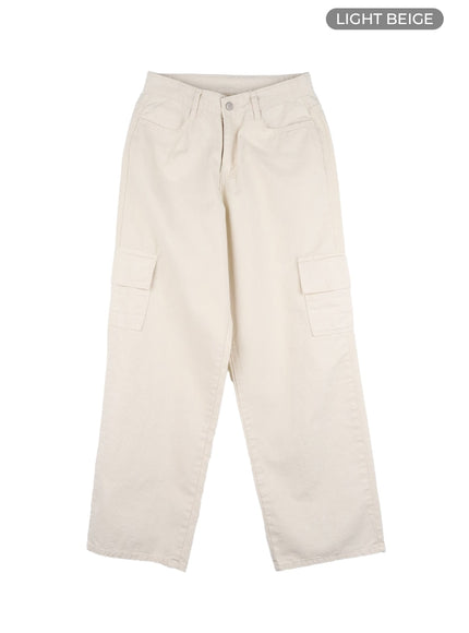cargo-straight-leg-pants-ia417 / Light beige