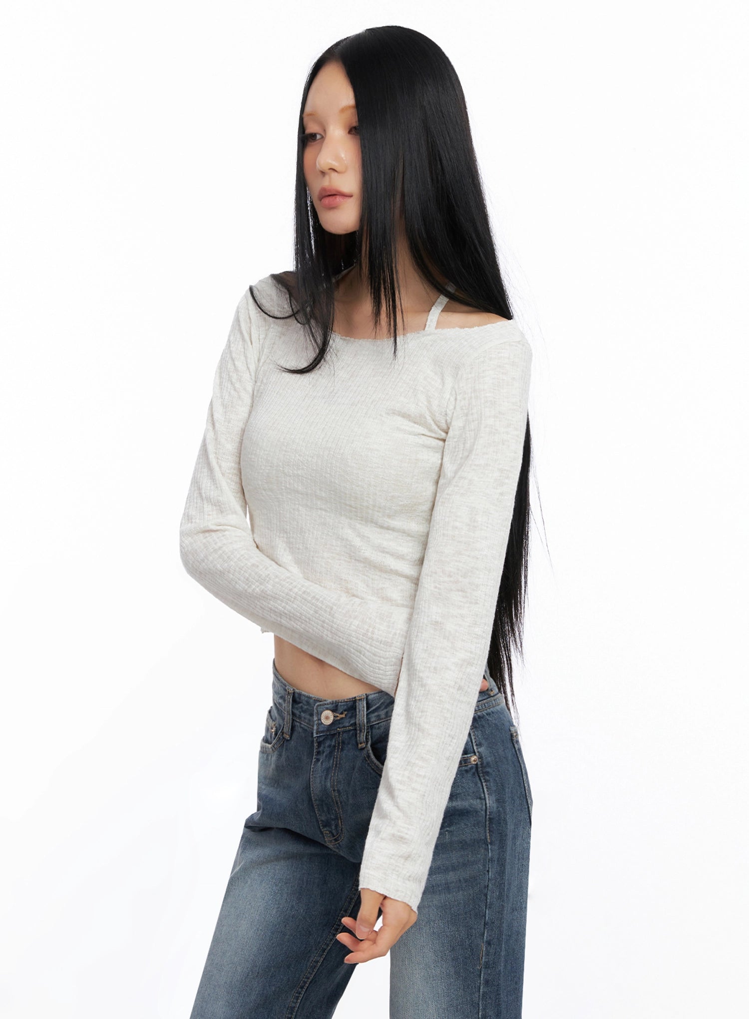ribbed-halterneck-top-co516 / Light beige
