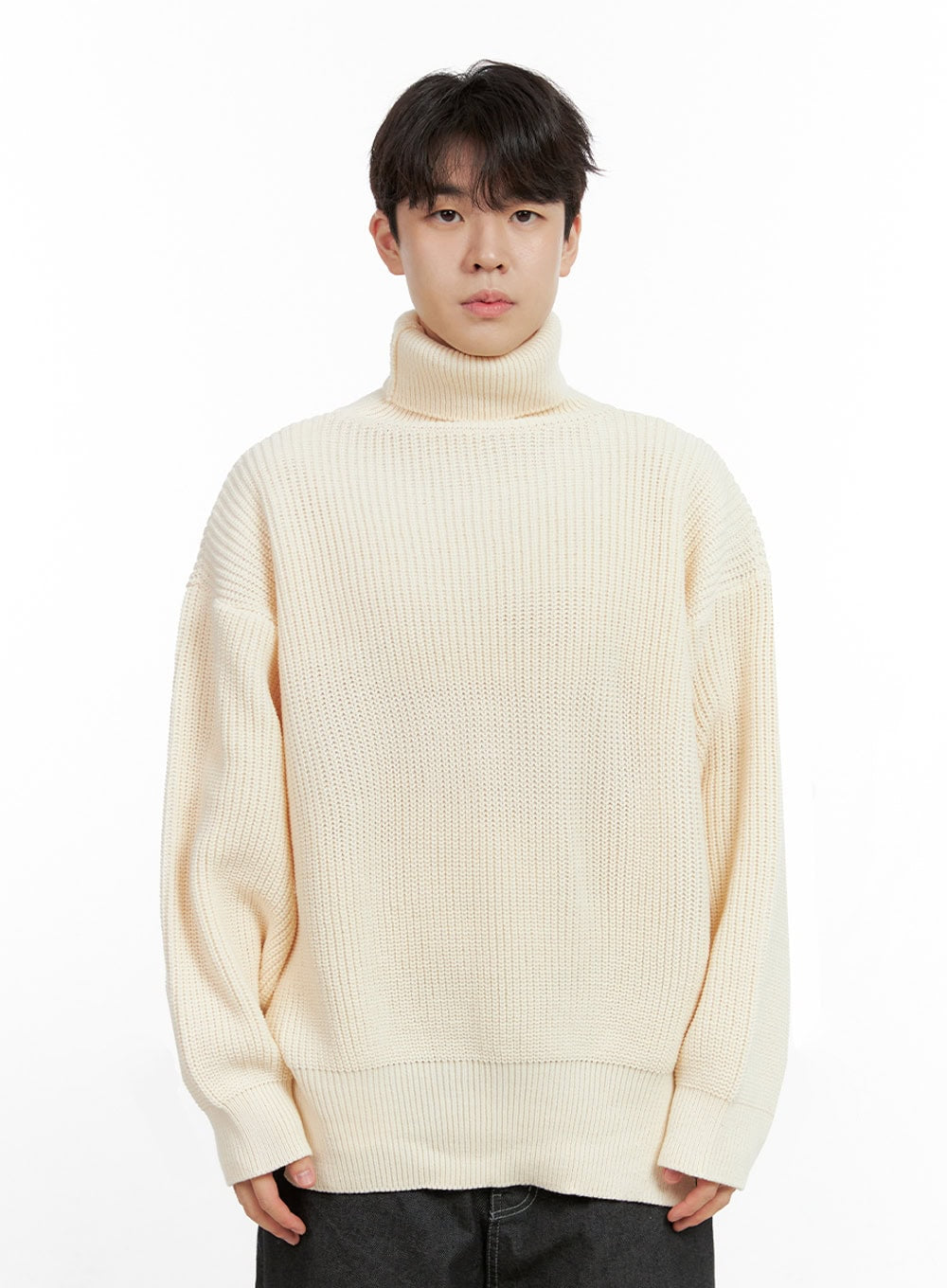 mens-cozyknit-turtle-neck-sweater-in422 / Light beige