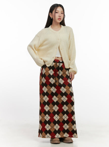 comfyround-neck-sweater-cardigan-in415 / Light beige