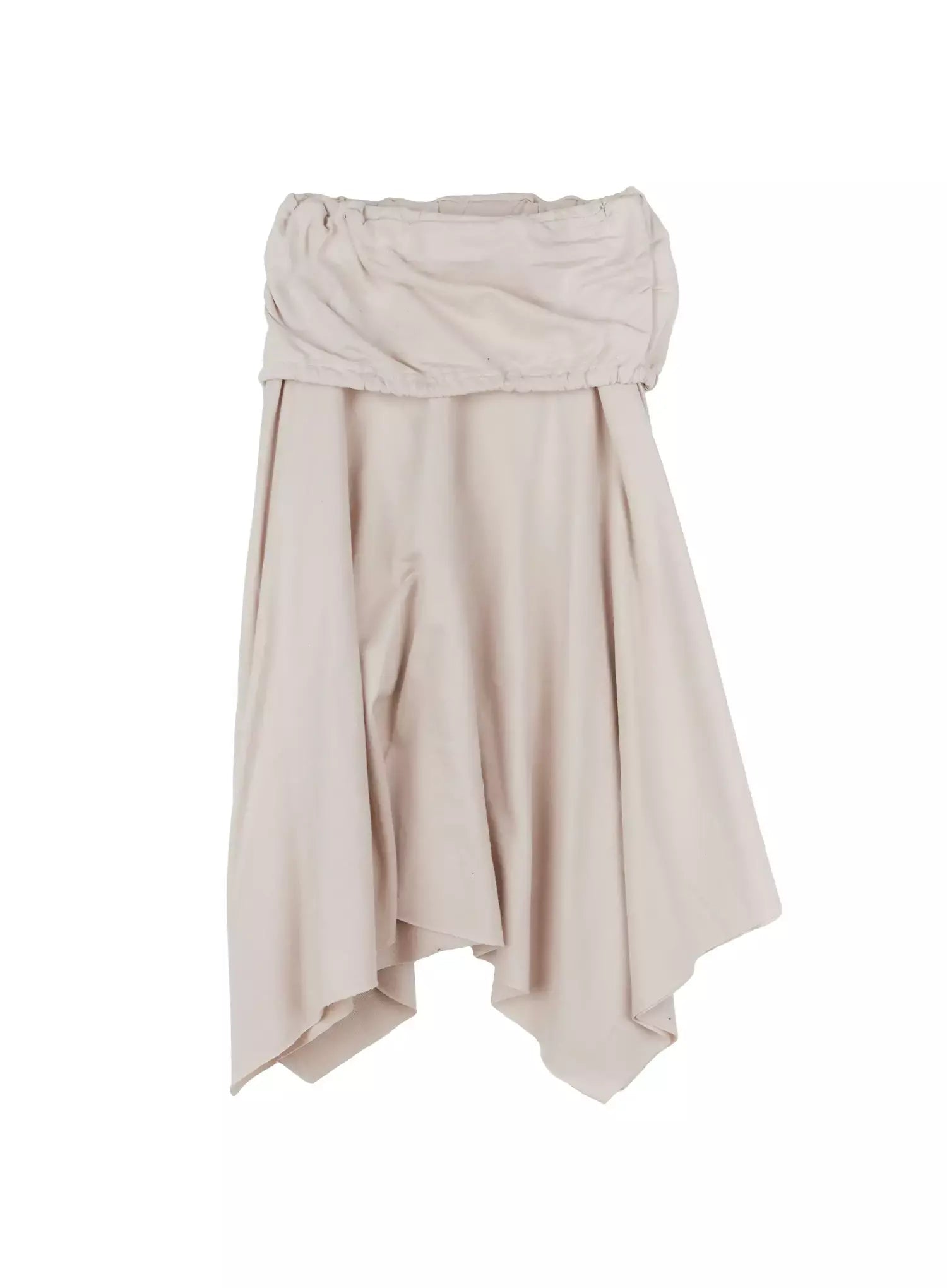 layered-shirring-asymmetrical-skirt-co517 / Light beige