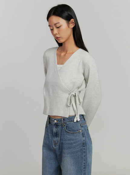 trao-string-wrap-cardigan-ij505 / Light beige